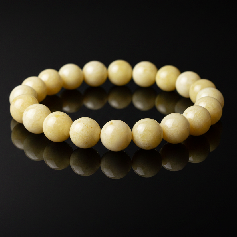 White natural Baltic amber bracelet — everyday elegance on the wrist, handcrafted in Brooklyn USA by KIZIMA