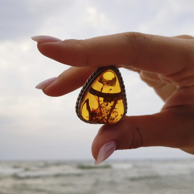 Cognac natural Baltic amber ring — caring for amber jewelry guide, handcrafted in Brooklyn USA by KIZIMA