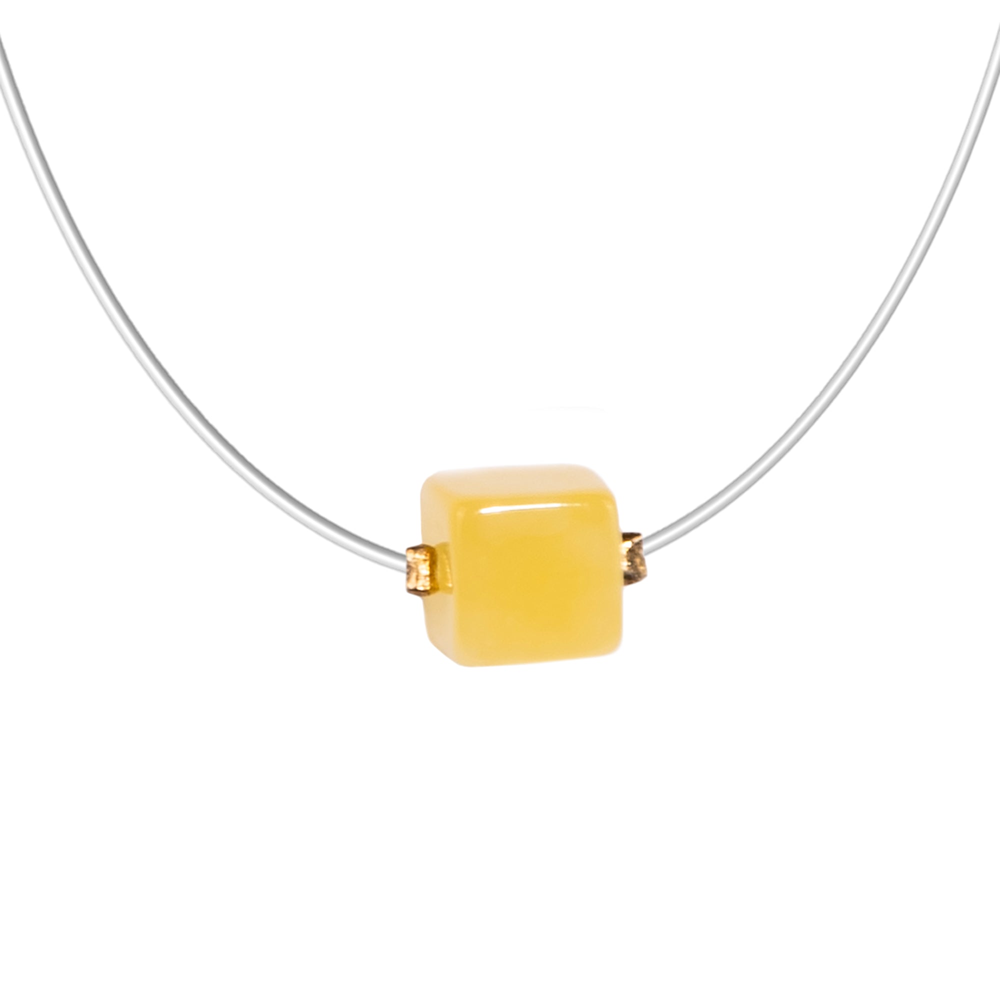 Cube natural Baltic amber choker necklace — the amber wardrobe building a collection piece by piece, handcrafted in Brooklyn USA by KIZIMA