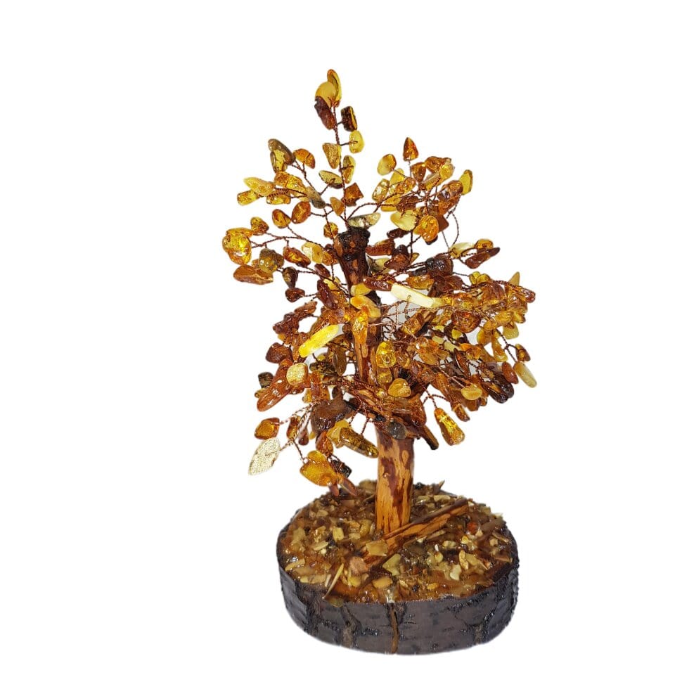 Mosaic natural Baltic amber money tree in KIZIMA gift box — packing an order from checkout to your doorstep, Brooklyn USA