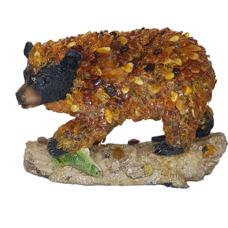 Baltic amber bear figurine, handmade by KIZIMA New York