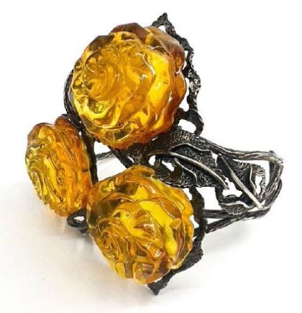 Bracelet en ambre de la Baltique naturel, FABRIQUÉ À LA MAIN AUX ÉTATS-UNIS • Argent sterling de style vintage • Ambre véritable certifié • Cadeau élégant pour elle – KIZIMA