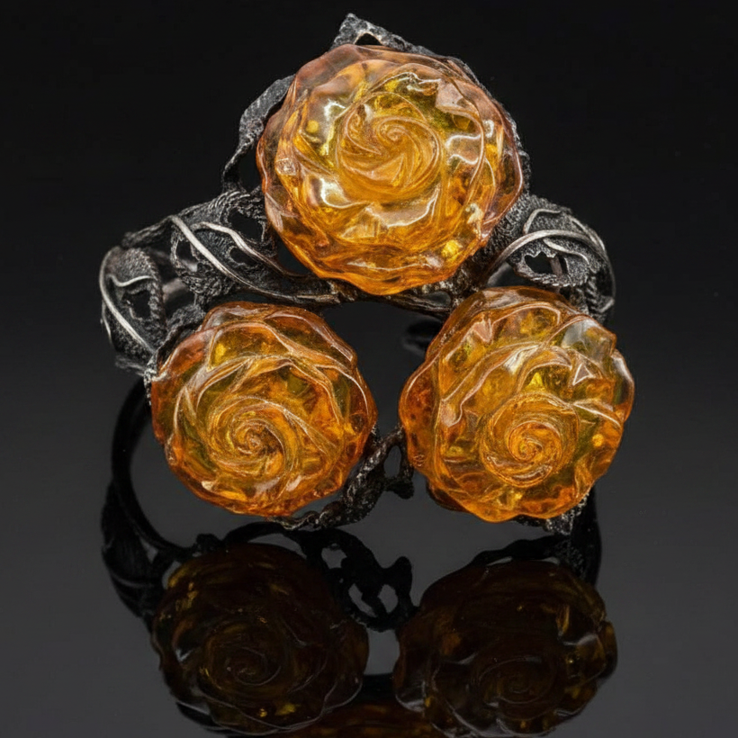 Vintage amber and sterling silver bracelet by KIZIMA® — handmade in USA, additional view