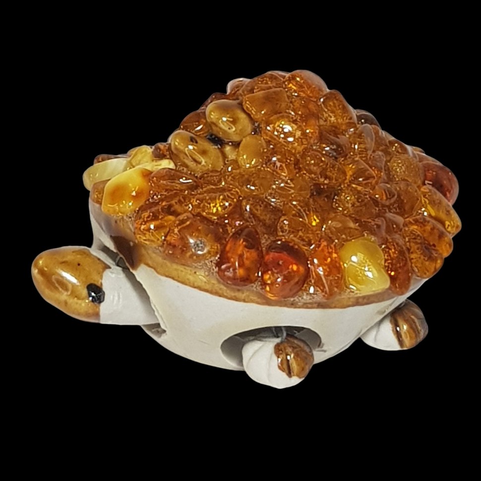 Handmade Movable Turtle Figurine with Baltic Amber by KIZIMA