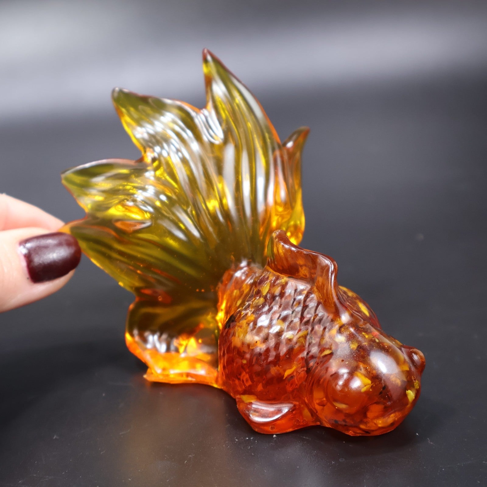 Made in USA Handmade  Amber Goldfish Fish