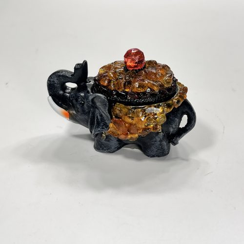 Handmade Baltic Amber Elephant Trinket Box - Decorative Jewelry Box - Made in USA