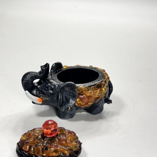 Handmade Baltic Amber Elephant Trinket Box - Decorative Jewelry Box - Made in USA
