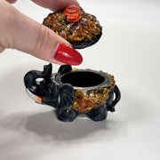 Handmade Baltic Amber Elephant Trinket Box - Decorative Jewelry Box - Made in USA