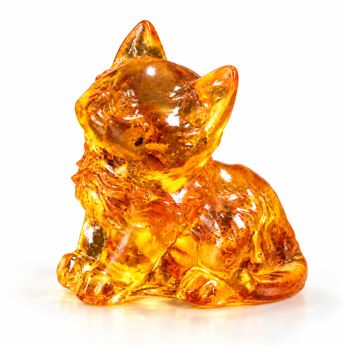 KIZIMA honey amber kitten on a white studio background