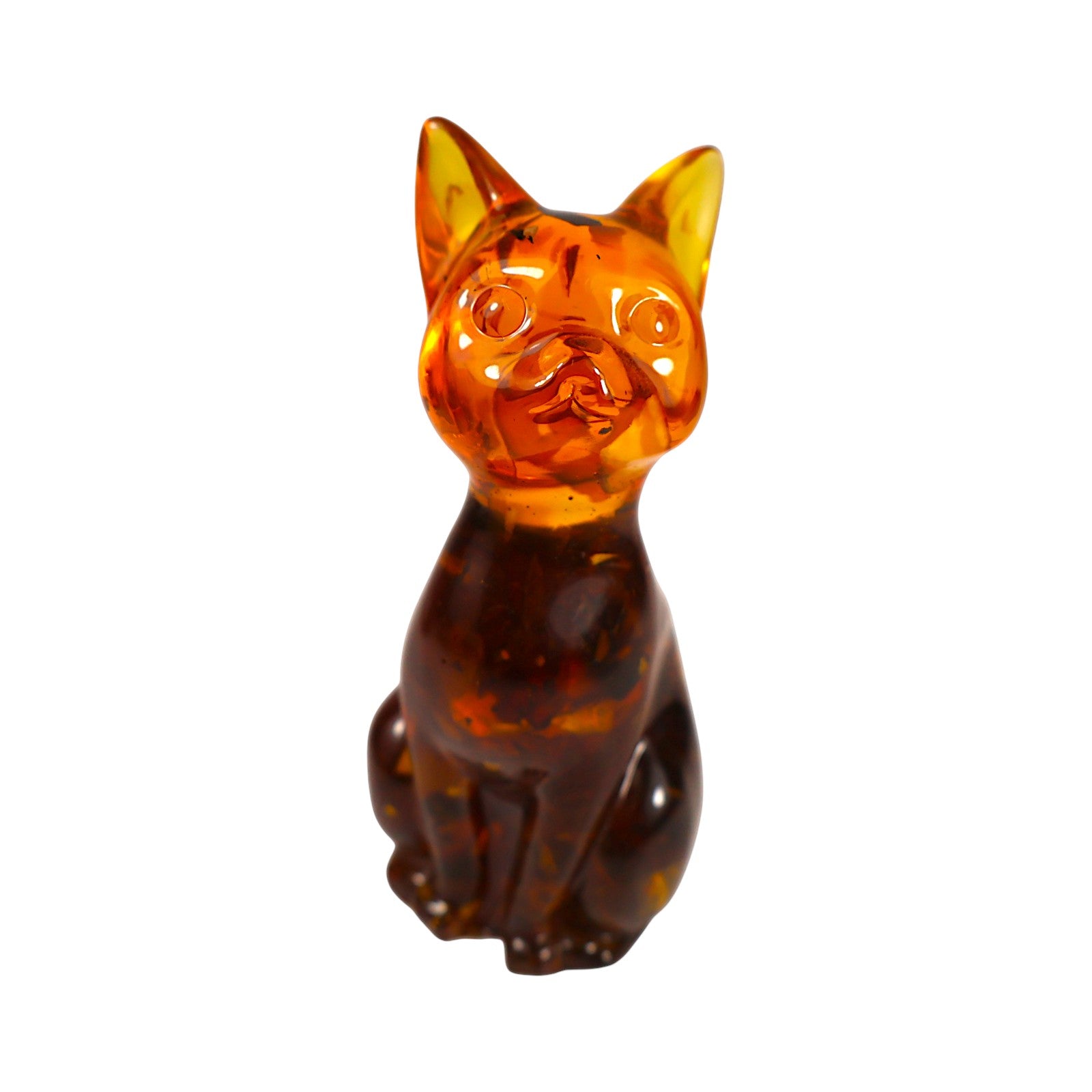 Made in USA — Real Baltic Amber Cat Figurine — Handmade Home Decor — Christmas Gift — Collectible Souvenir — KIZIMA