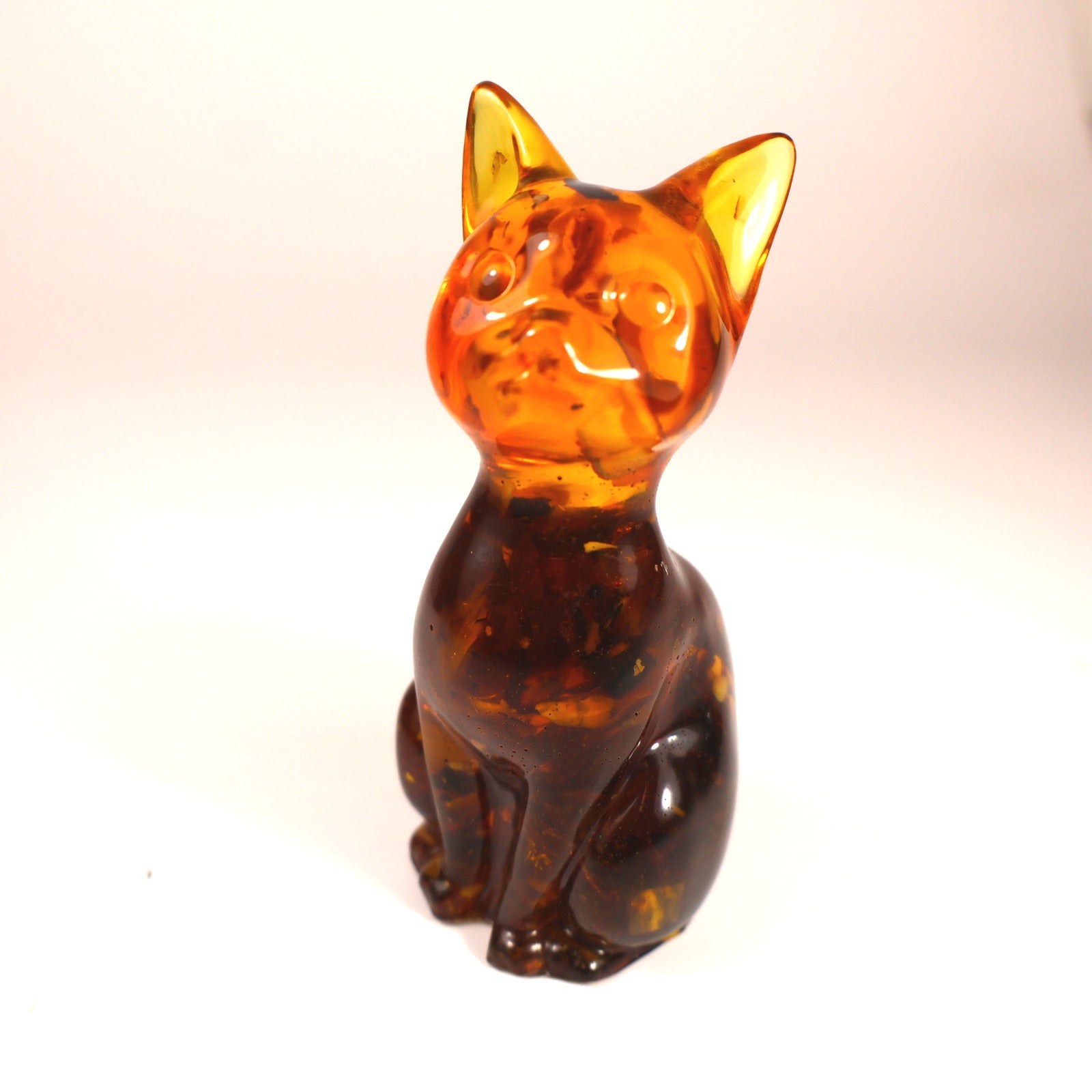 Made in USA — Real Baltic Amber Cat Figurine — Handmade Home Decor — Christmas Gift — Collectible Souvenir — KIZIMA