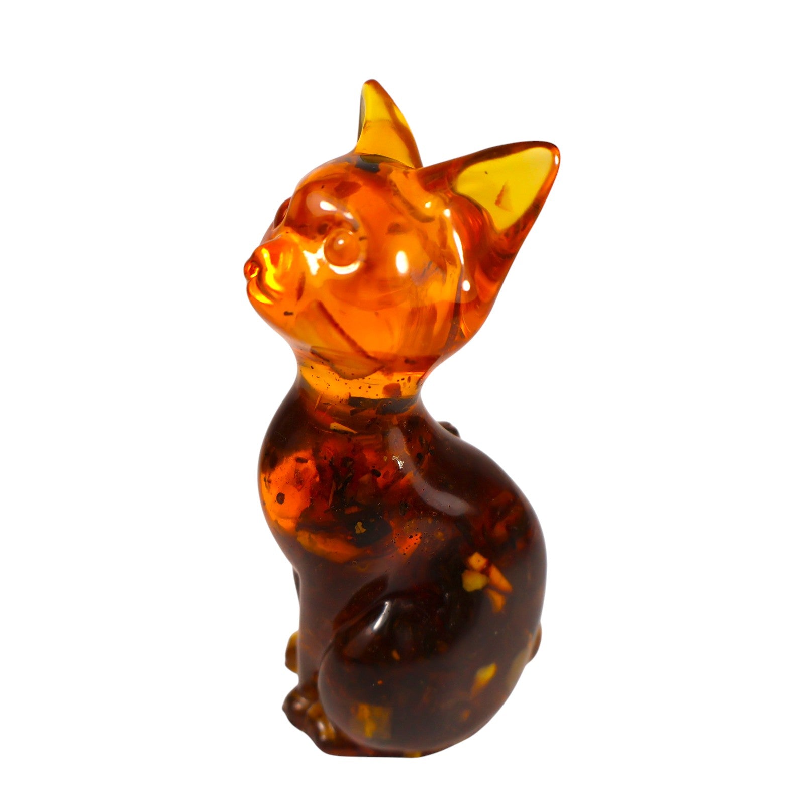 Made in USA — Real Baltic Amber Cat Figurine — Handmade Home Decor — Christmas Gift — Collectible Souvenir — KIZIMA