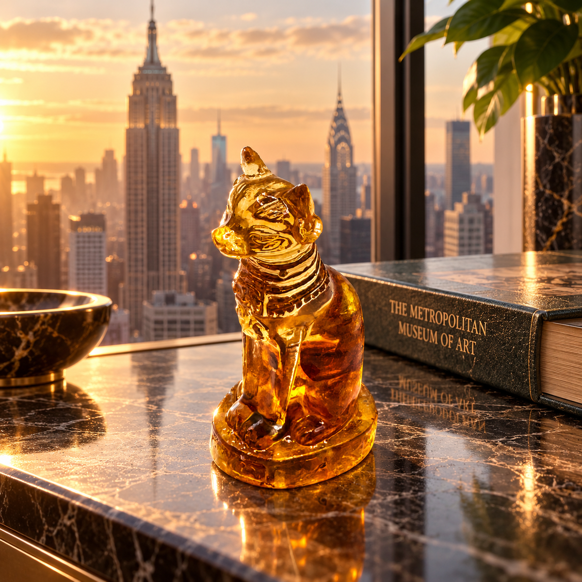 KIZIMA amber cat figurine in a New York interior