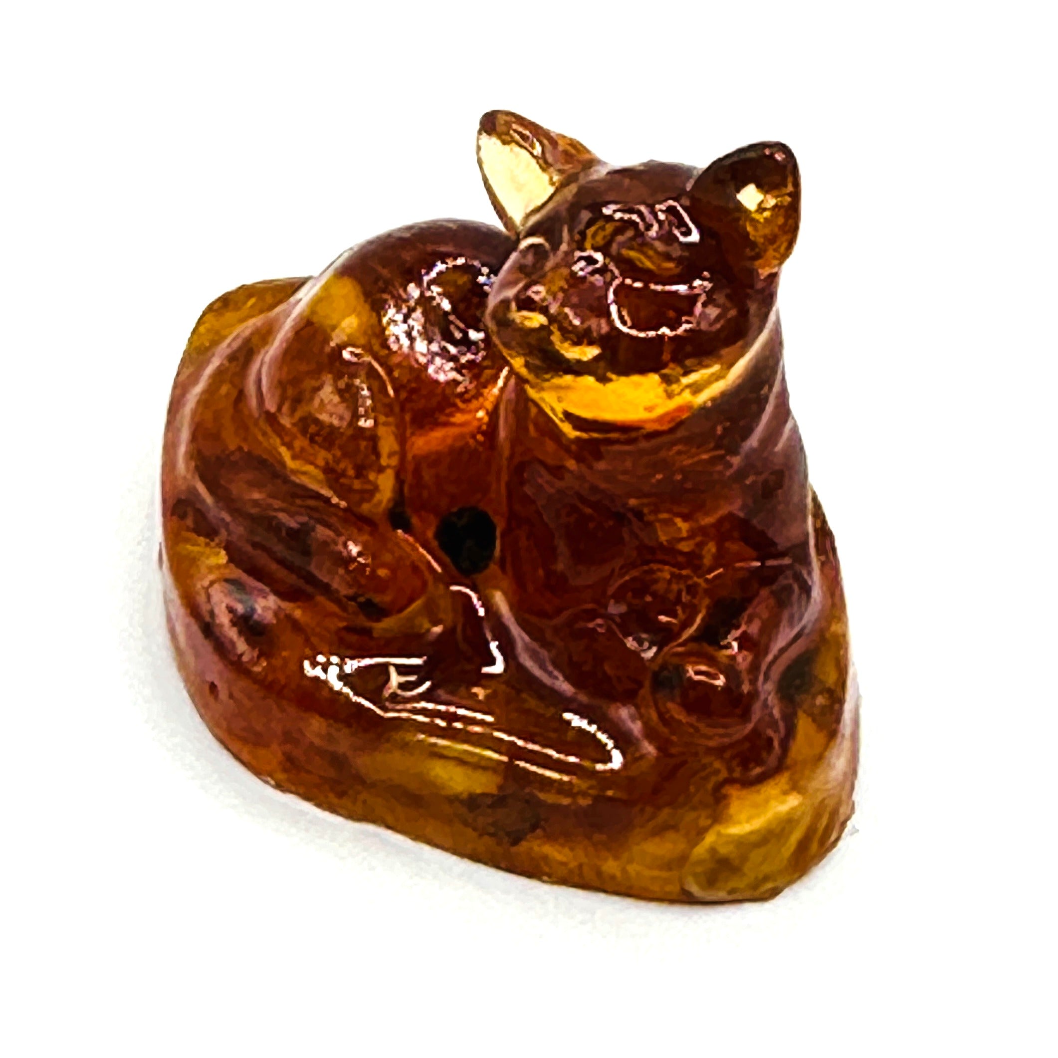 Amber Cat Figurine – Handcrafted KIZIMA USA Decor