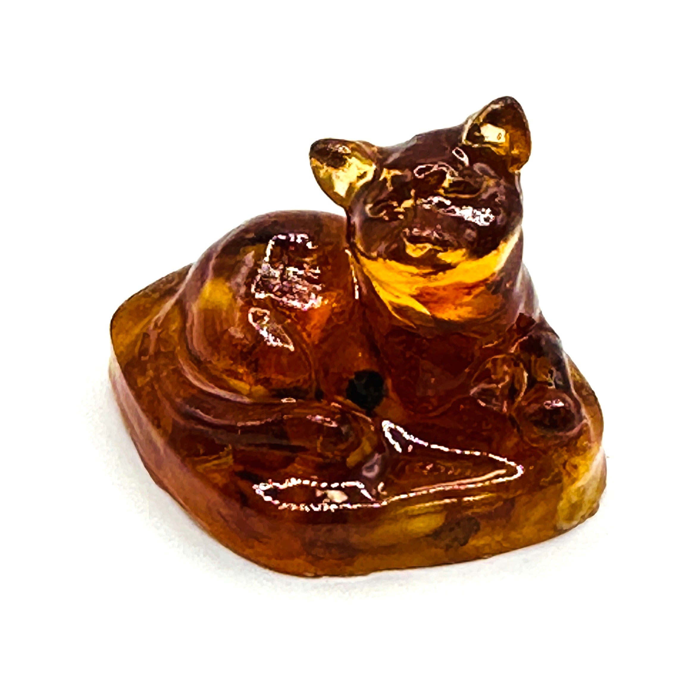 Amber Cat Figurine – Handcrafted KIZIMA USA Decor