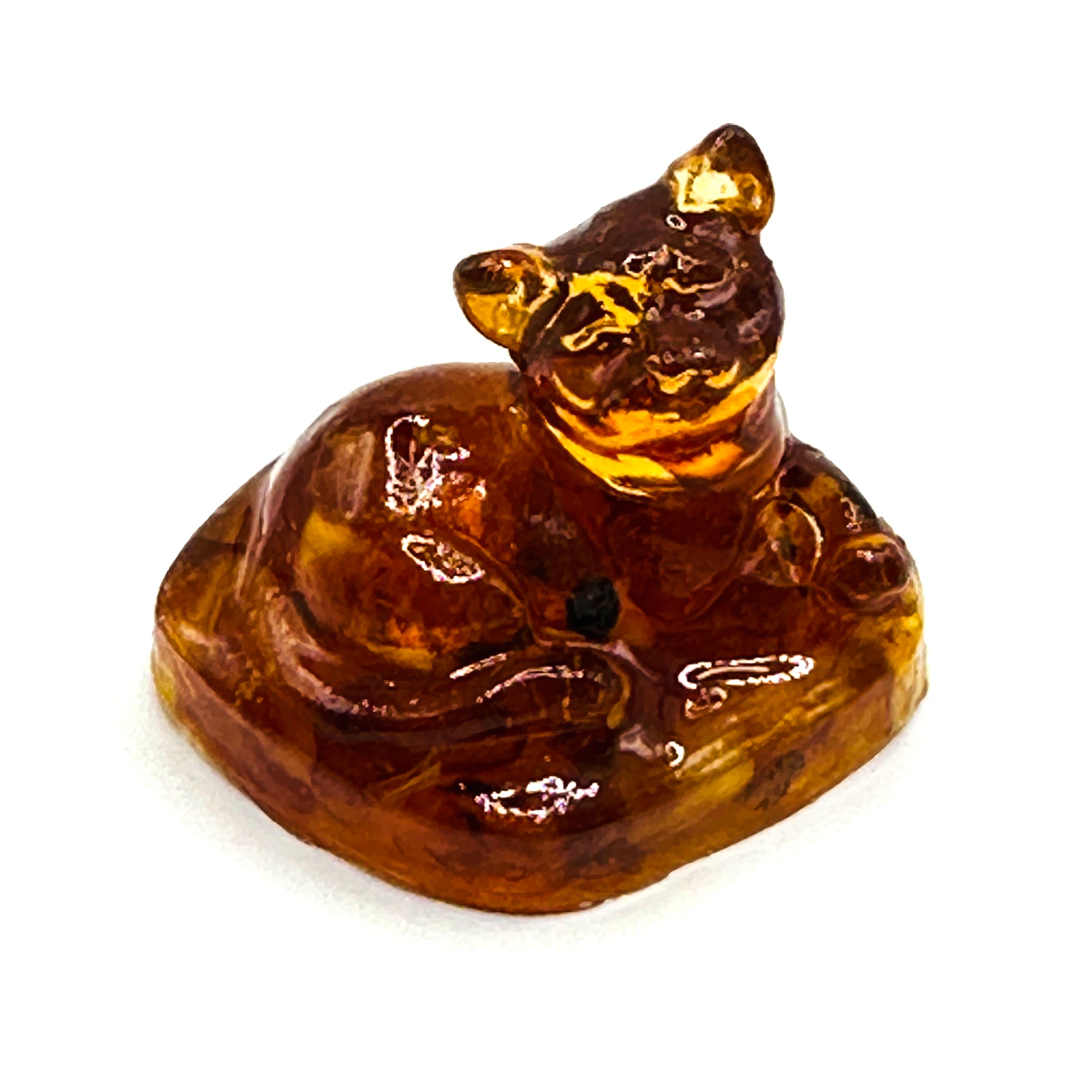 Amber Cat Figurine – Handcrafted KIZIMA USA Decor
