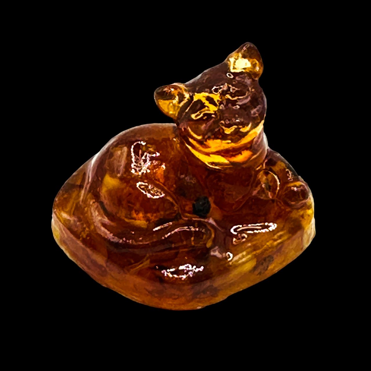 Amber Cat Figurine – Handcrafted KIZIMA USA Decor