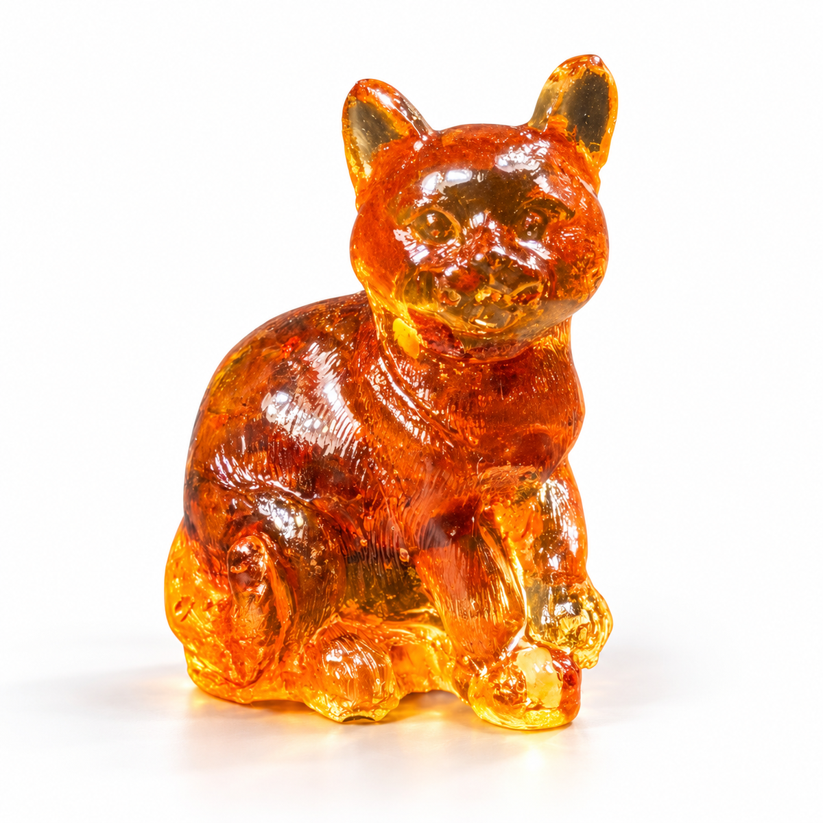 KIZIMA amber cat on a white studio background