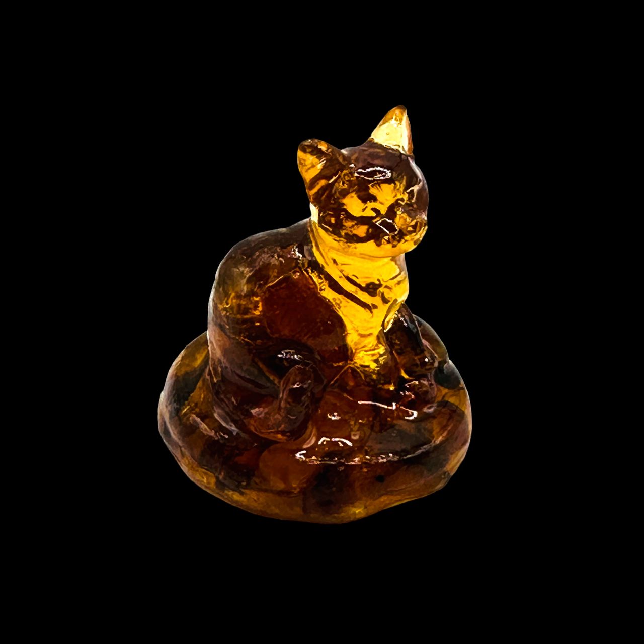 USA Amber CAT Statue Souvenir Baltic Amber Cat Figurine Cat Sculpture Gift Home Decor Handmade KIZIMA