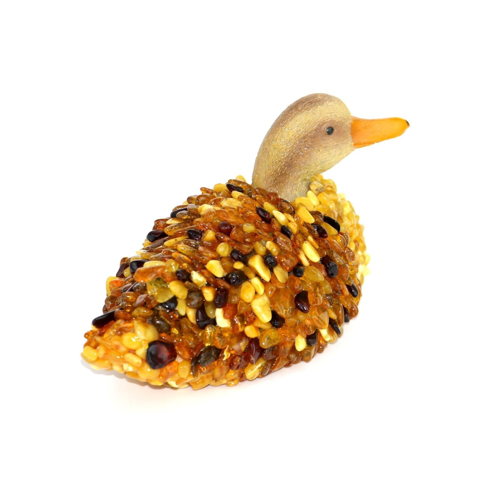 Amber Duck Figurine – Handmade Ceramic Base | Unique Home Accent