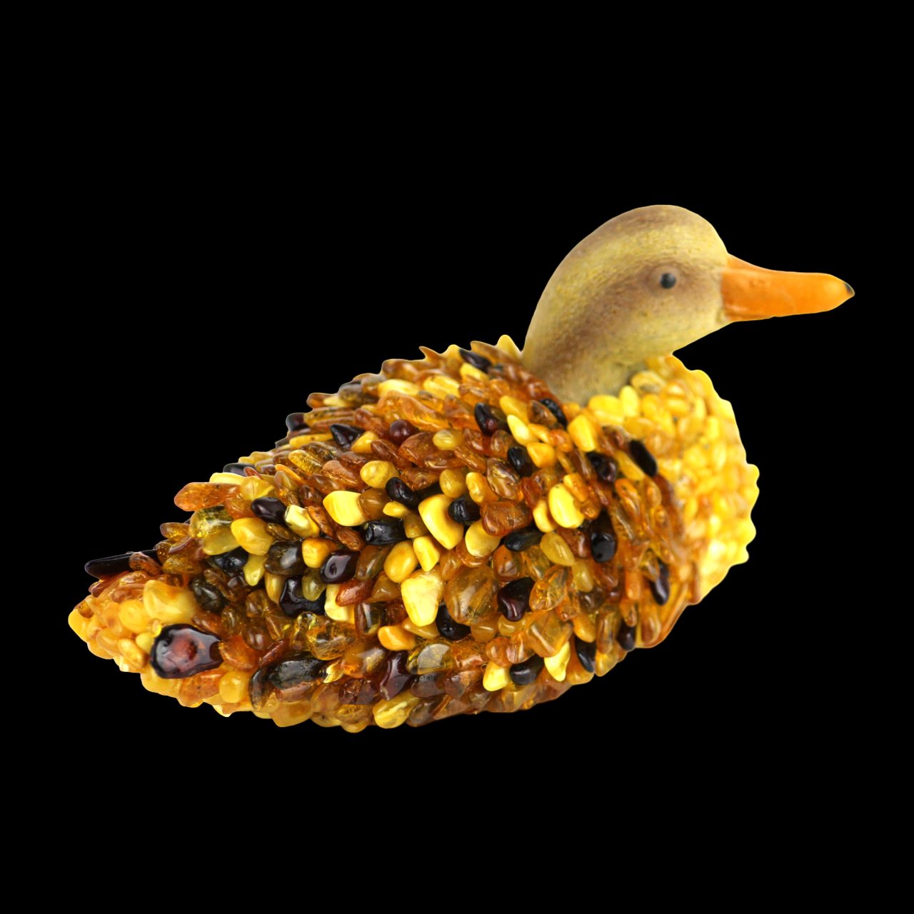 Amber Duck Figurine – Handmade Ceramic Base | Unique Home Accent