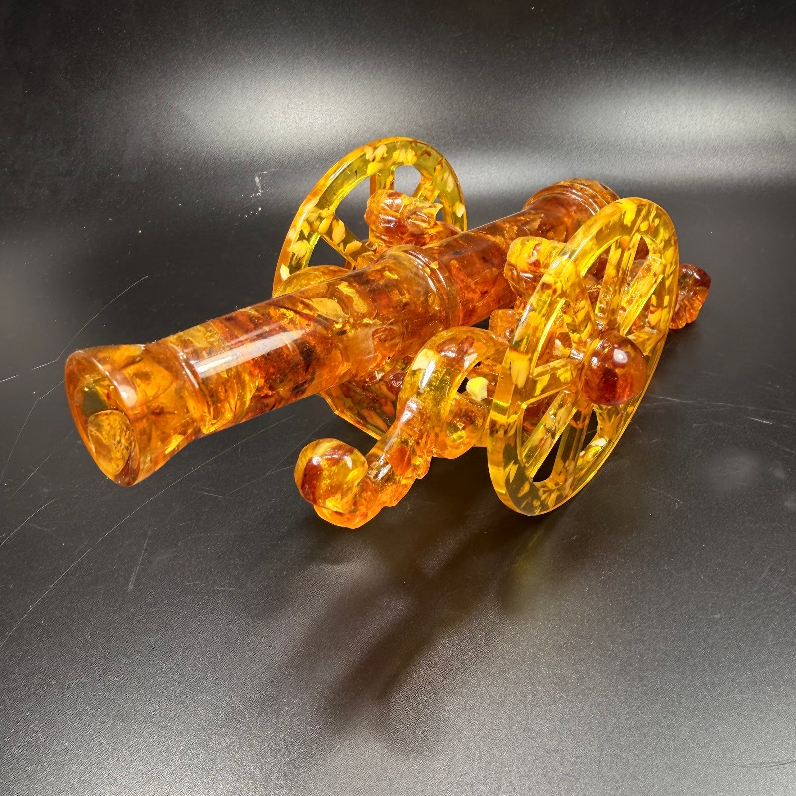 Natural amber cannon sculpture by KIZIMA — luxury gift for him, Made in USA