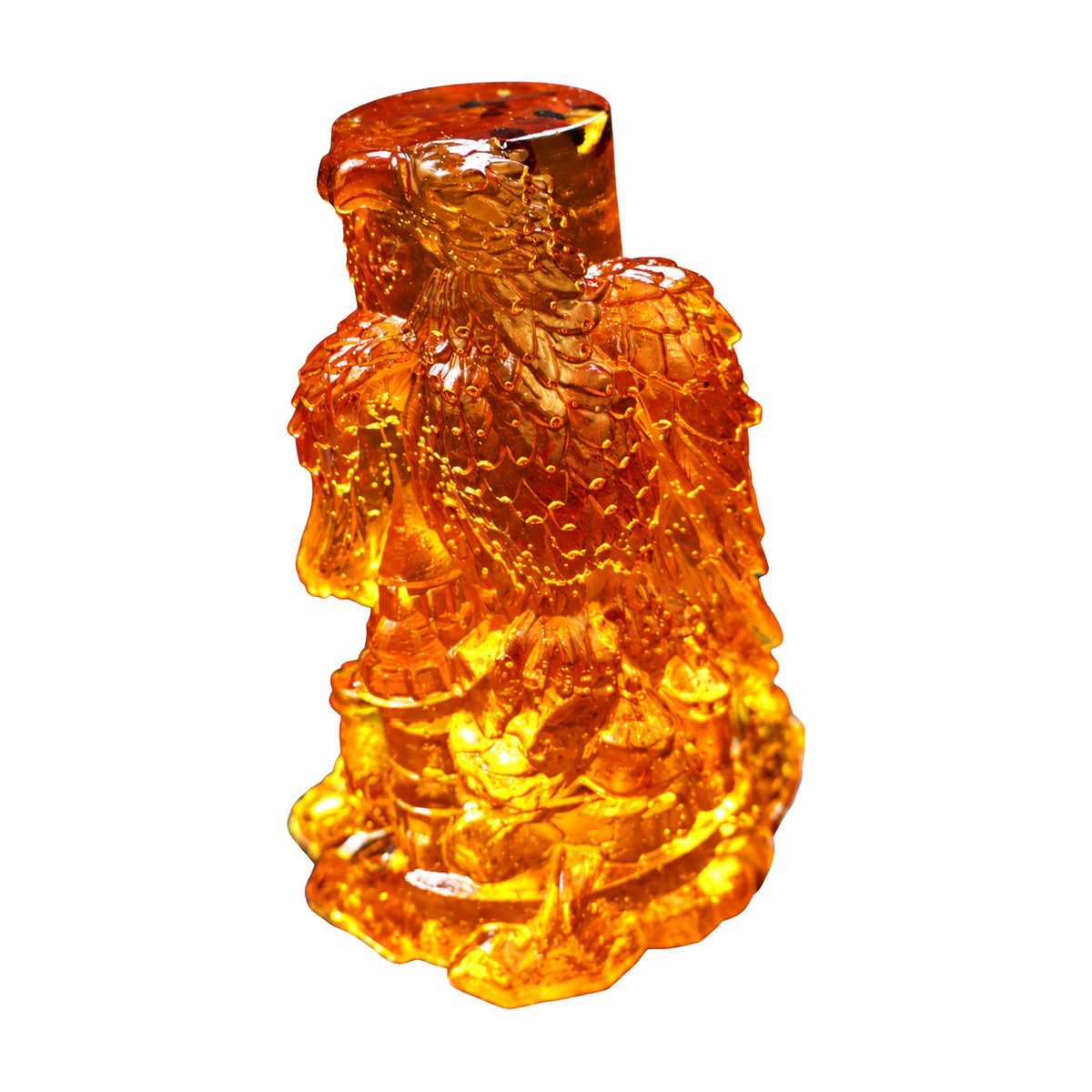 KIZIMA Baltic Amber Independence Eagle Statue, Handmade in USA on white background; SKU 18-03Q152-3-3-4