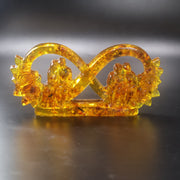 Made in USA KIZIMA natural Baltic amber infinity love sculpture with young wedding couple and grandparents