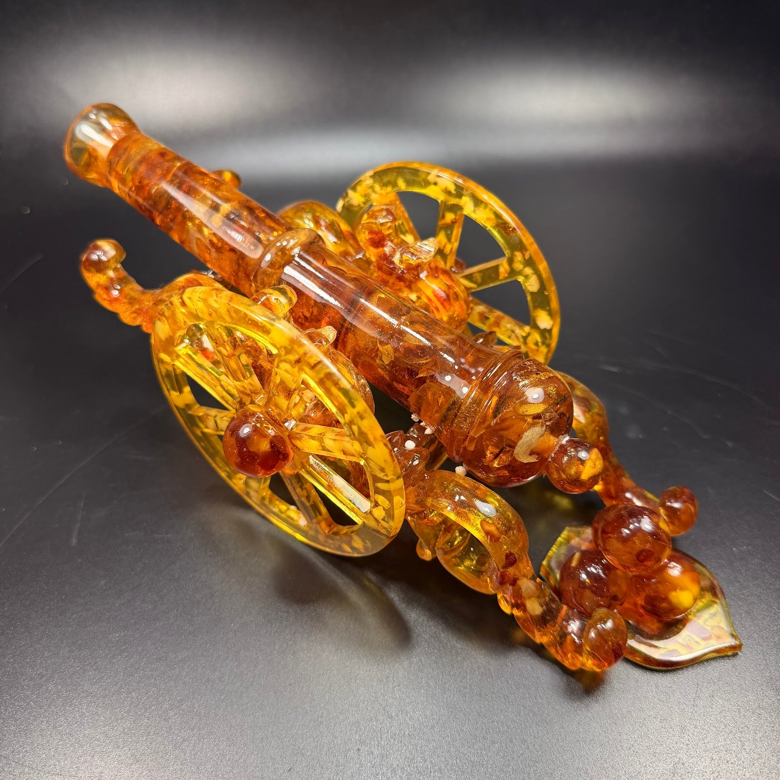 KIZIMA Baltic amber cannon sculpture handcrafted in New York — luxury military gift for men