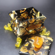 Made in USA handmade Baltic amber jewelry box by KIZIMA — natural amber keepsake box, front view (Box 1)