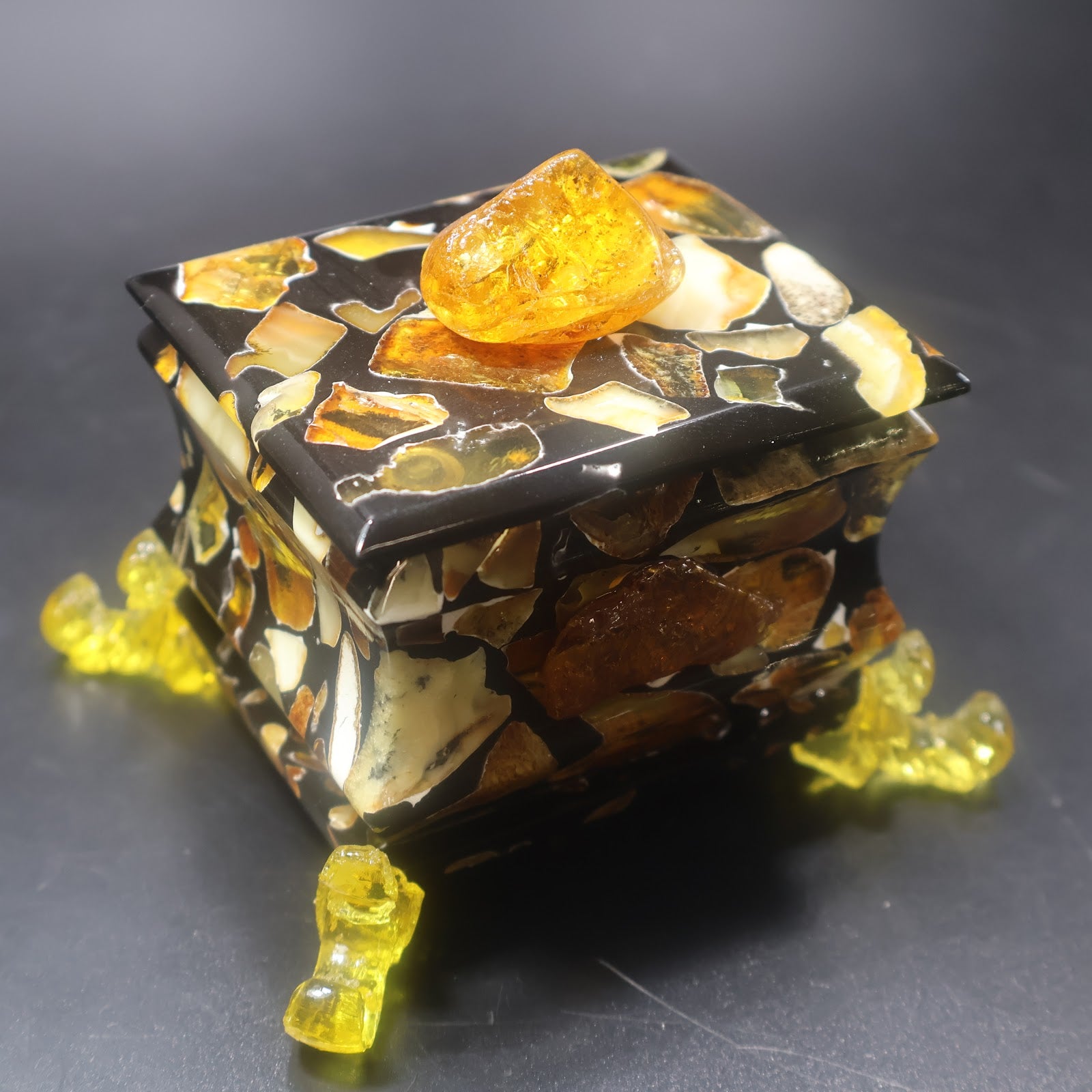 KIZIMA Baltic amber jewelry box handcrafted in New York — luxury amber gift for her (Box 1)