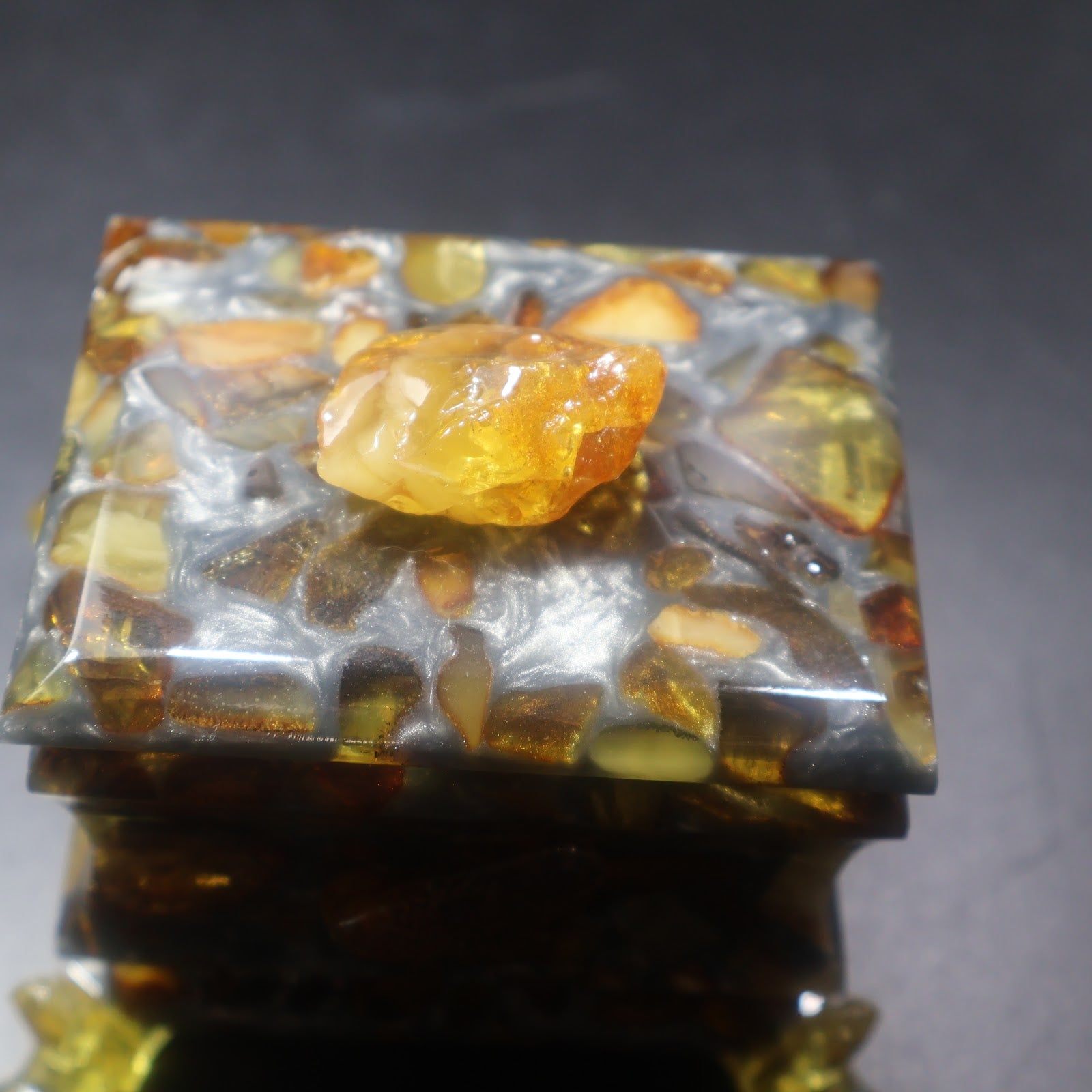 Baltic amber jewelry box by KIZIMA — unique handmade amber gift for her, New York (Box 2)