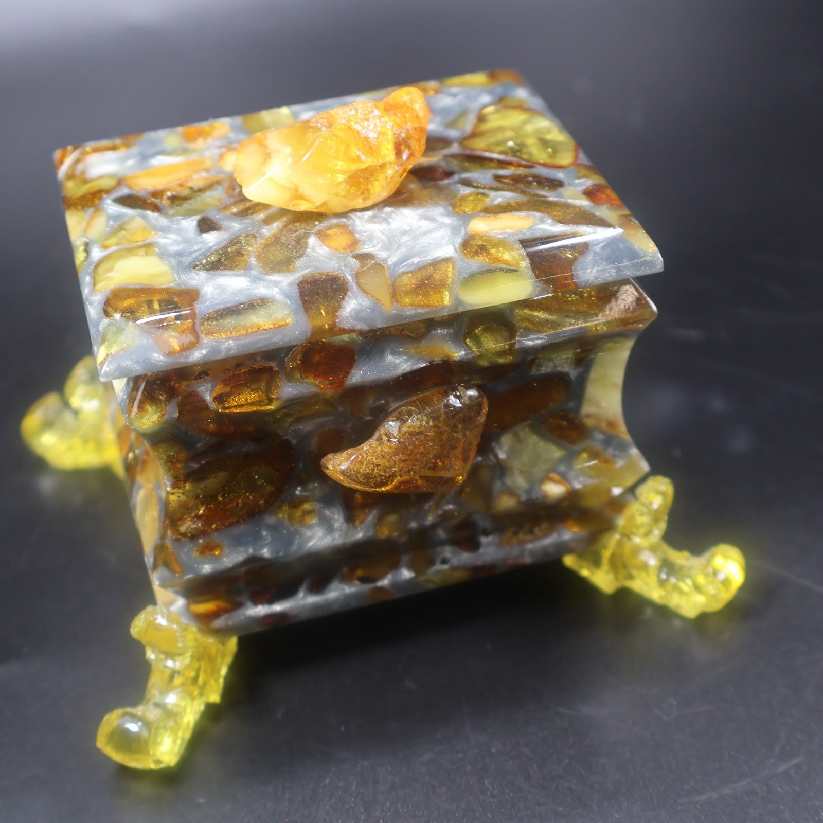 Genuine Baltic amber jewelry box by KIZIMA — handcrafted amber gift box, USA (Box 2)