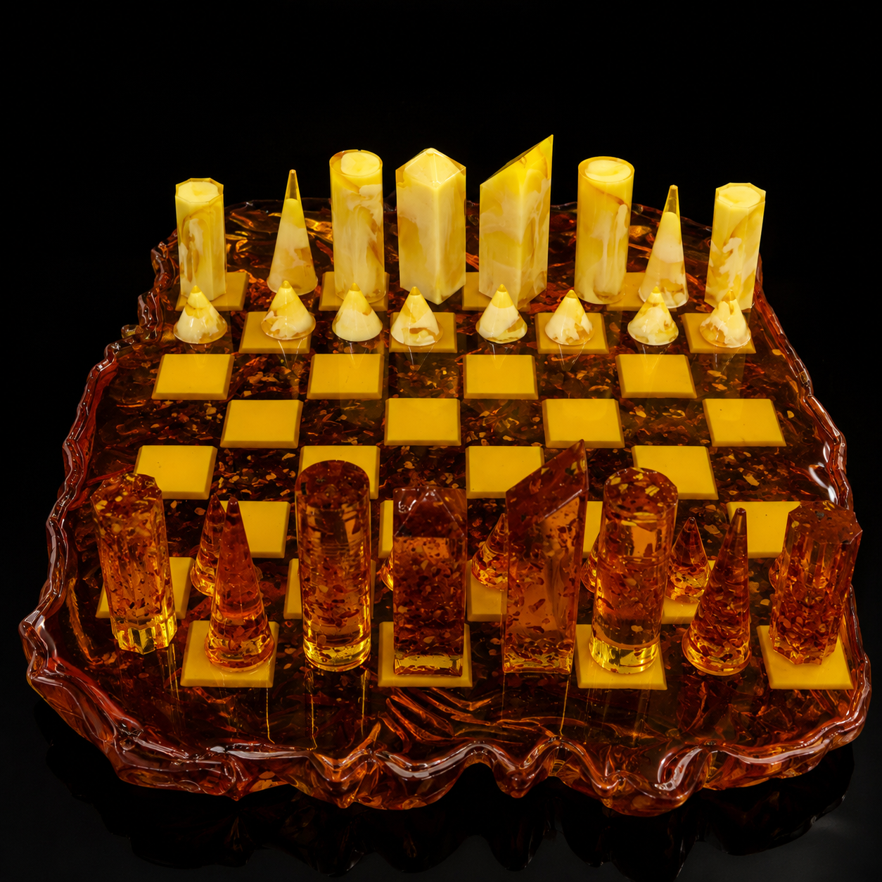 Manhattan Skyline — Baltic Amber Chess Set | Handmade in New York by KIZIMA®