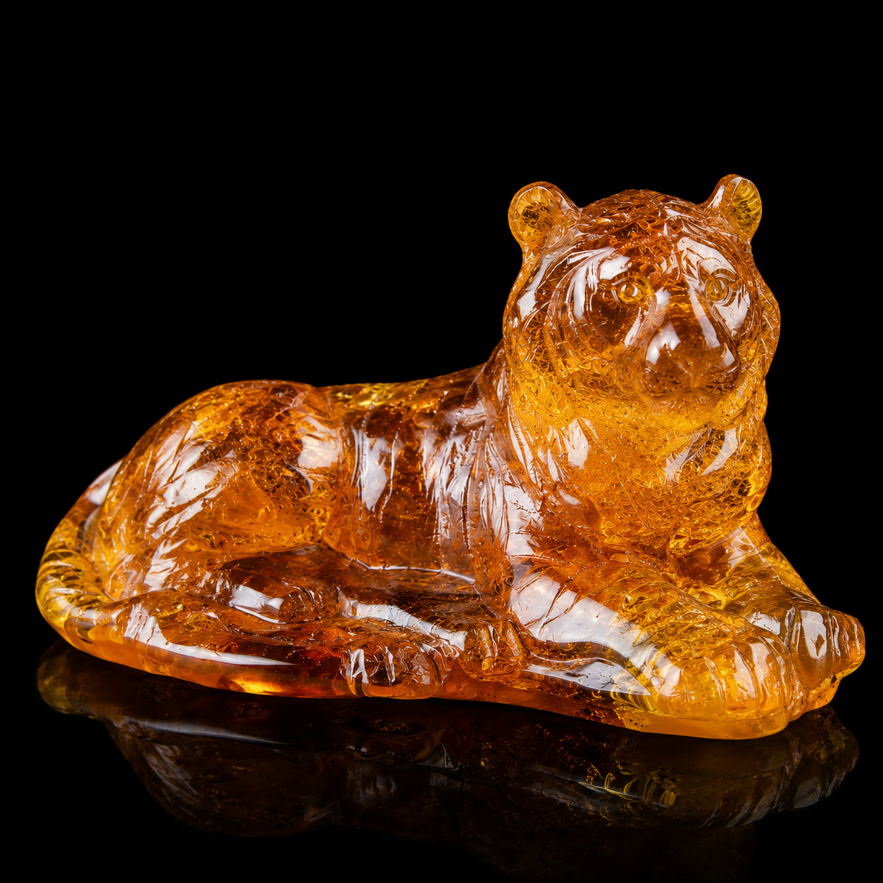Made in USA Genuine Baltic Amber Tiger Figurine – Handcrafted Zodiac Tiger Sculpture | KIZIMA®
