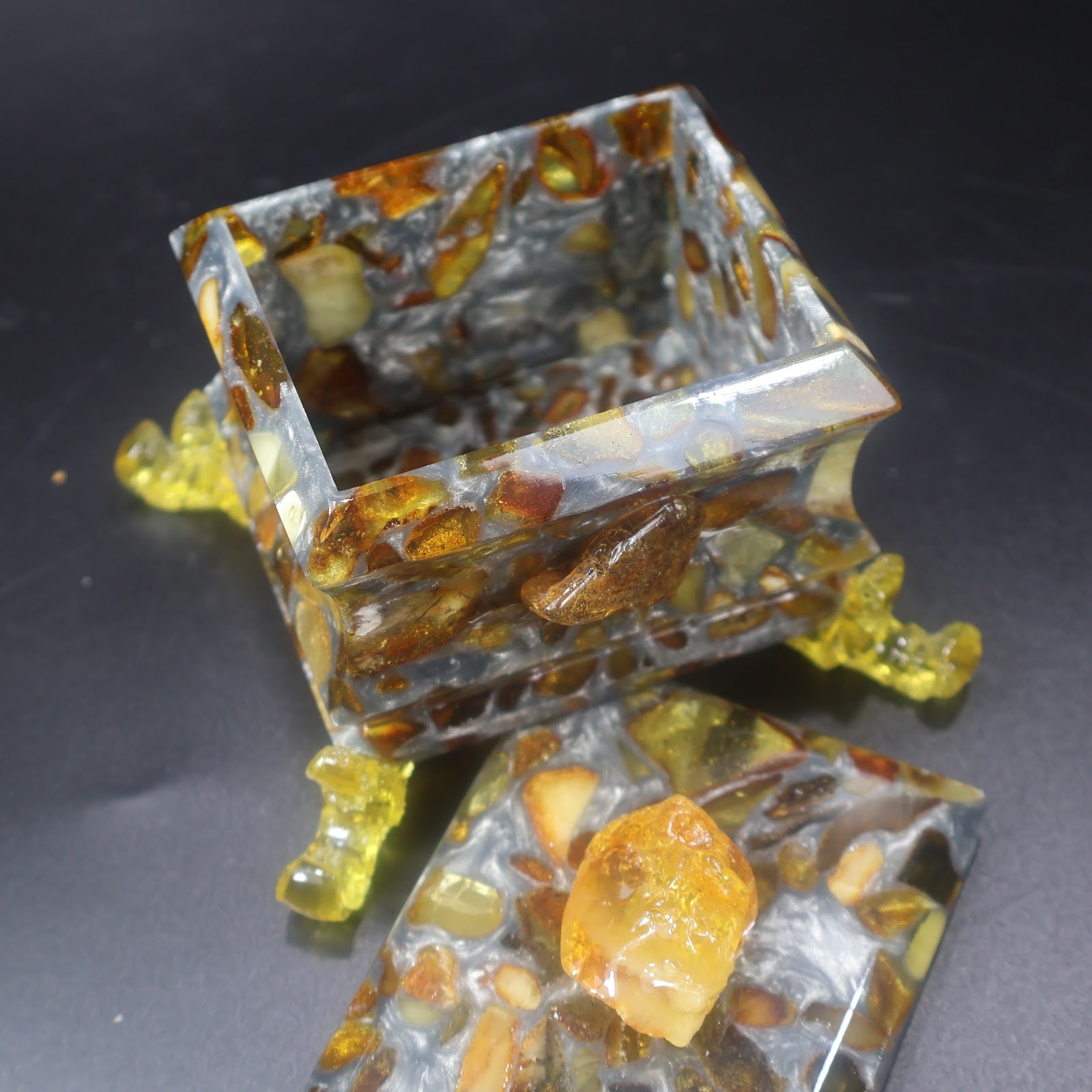 KIZIMA Baltic amber jewelry box handcrafted in New York — luxury amber gift for her (Box 2)