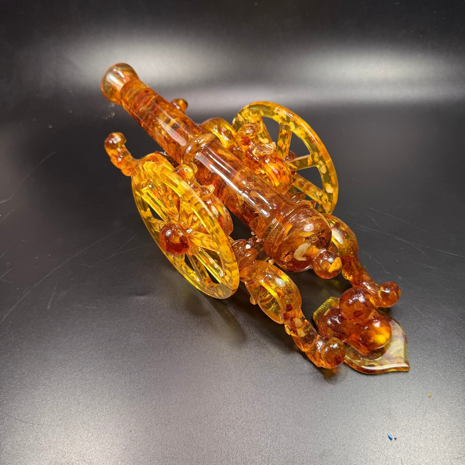KIZIMA handmade Baltic amber cannon sculpture — premium military gift, Made in USA