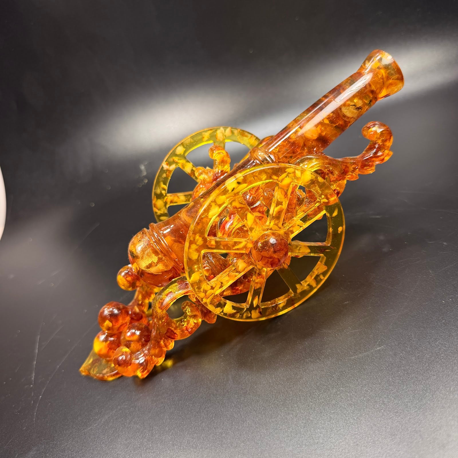 Baltic amber cannon sculpture by KIZIMA — one-of-a-kind history buff gift for dad