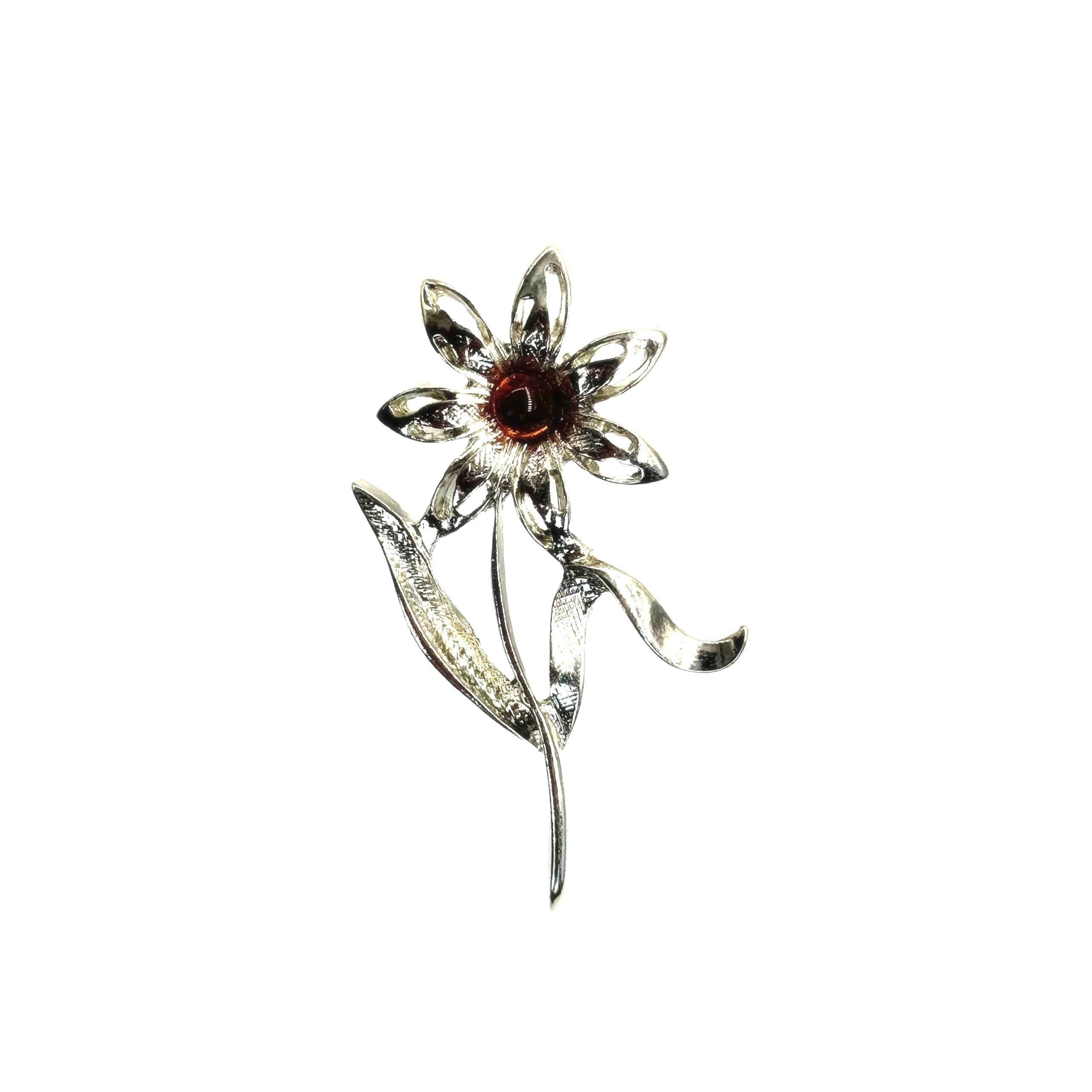USA Handmade Flowers Brooch Natural Baltic Amber Valentine's Day Gift KIZIMA