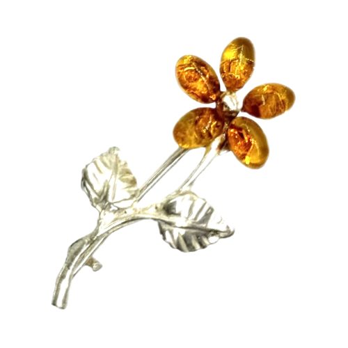 USA Handmade Flowers Brooch Natural Baltic Amber Valentine's Day Gift KIZIMA