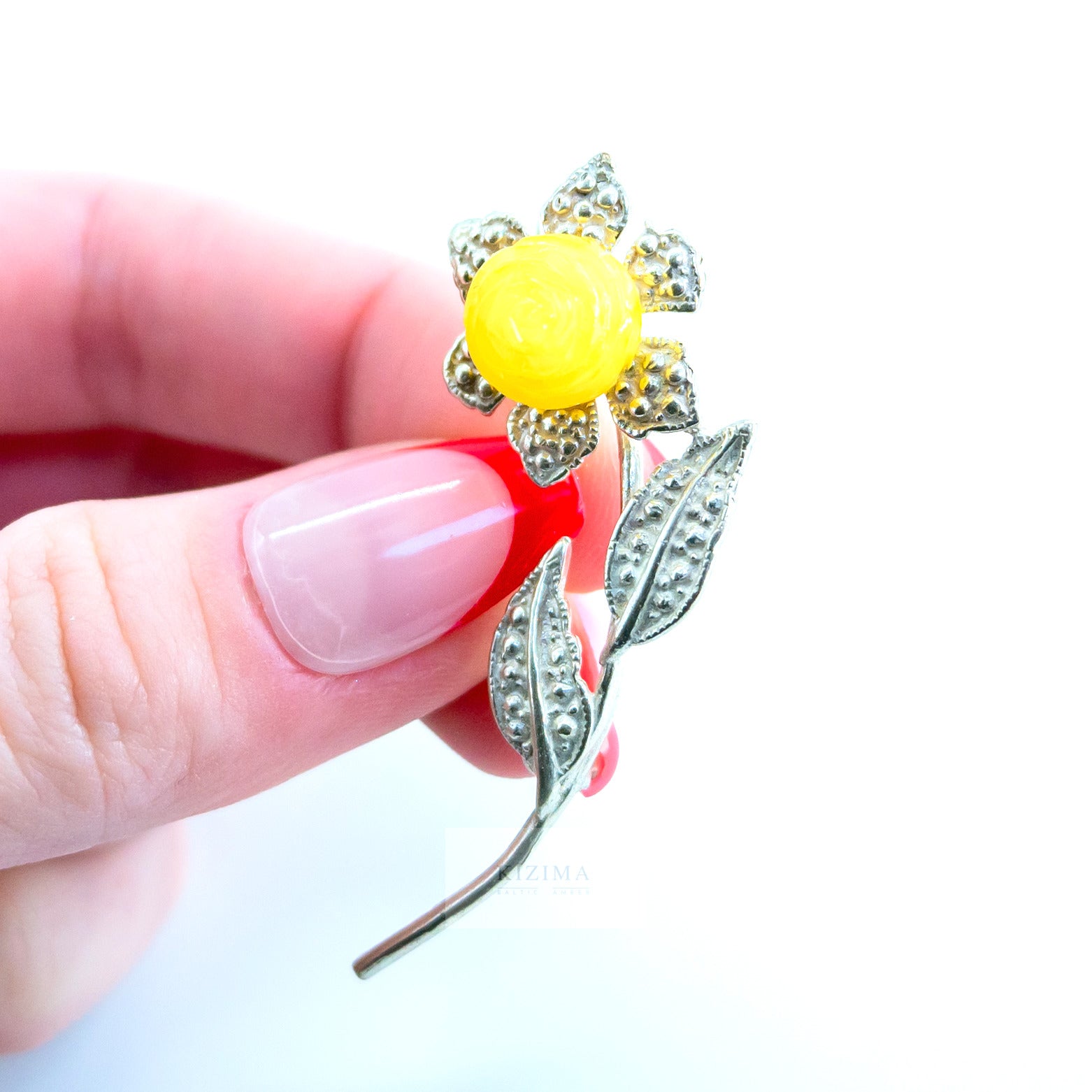 Broche Tournesol Ambre FAIT MAIN USA KIZIMA