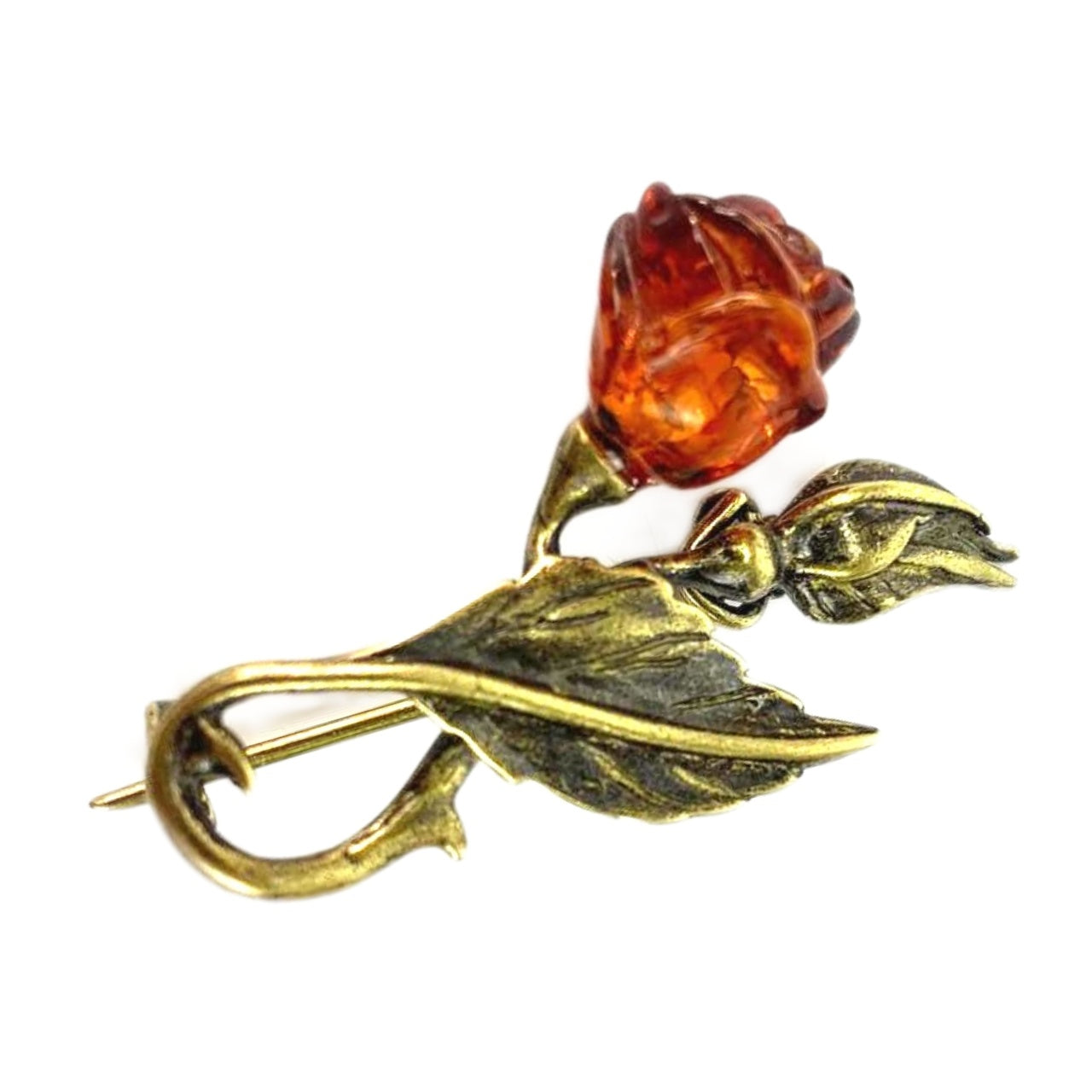 Broche artisanale rose ambre de la Baltique KIZIMA fabriquée aux États-Unis