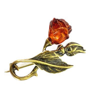 Broche artisanale rose ambre de la Baltique KIZIMA fabriquée aux États-Unis