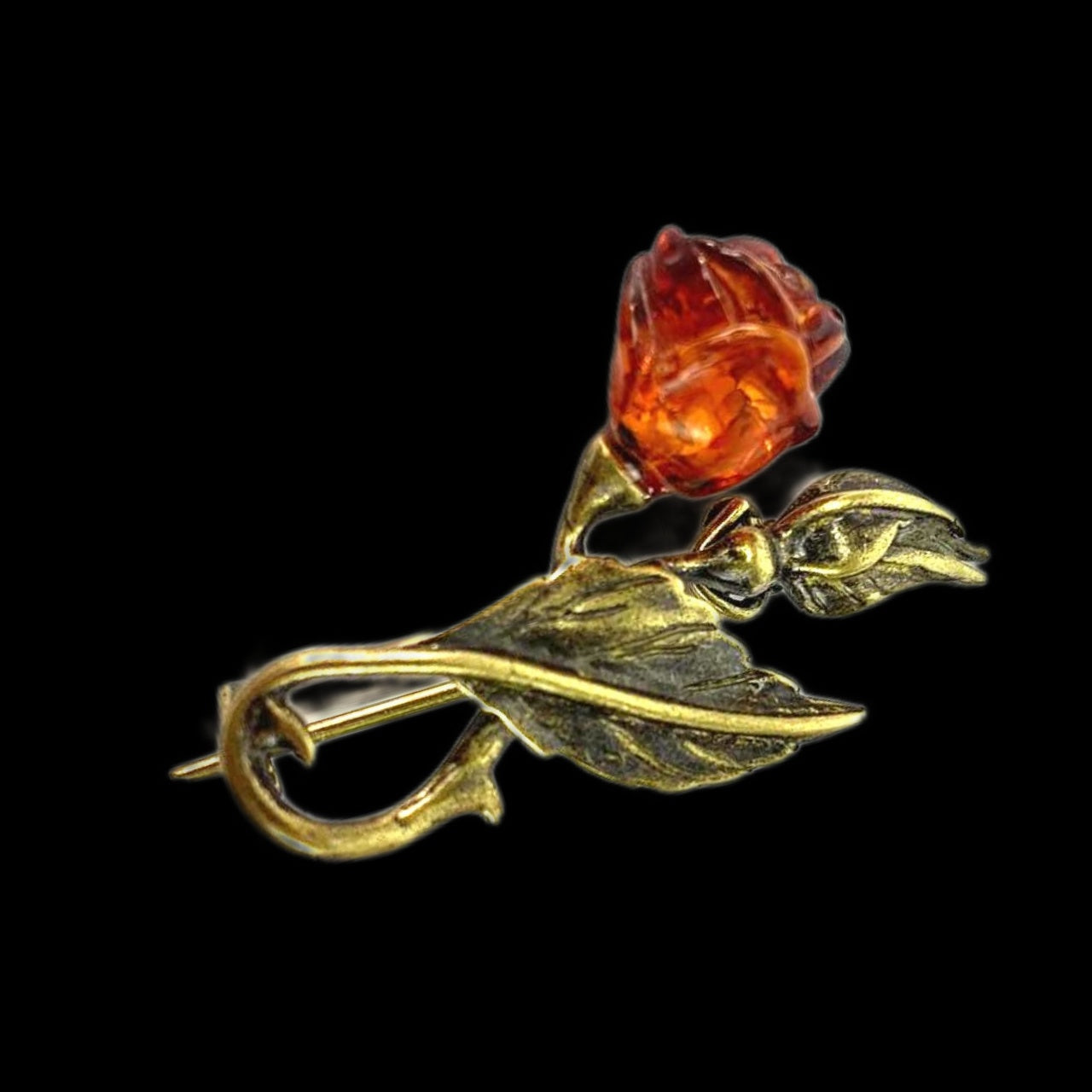 Broche artisanale rose ambre de la Baltique KIZIMA fabriquée aux États-Unis