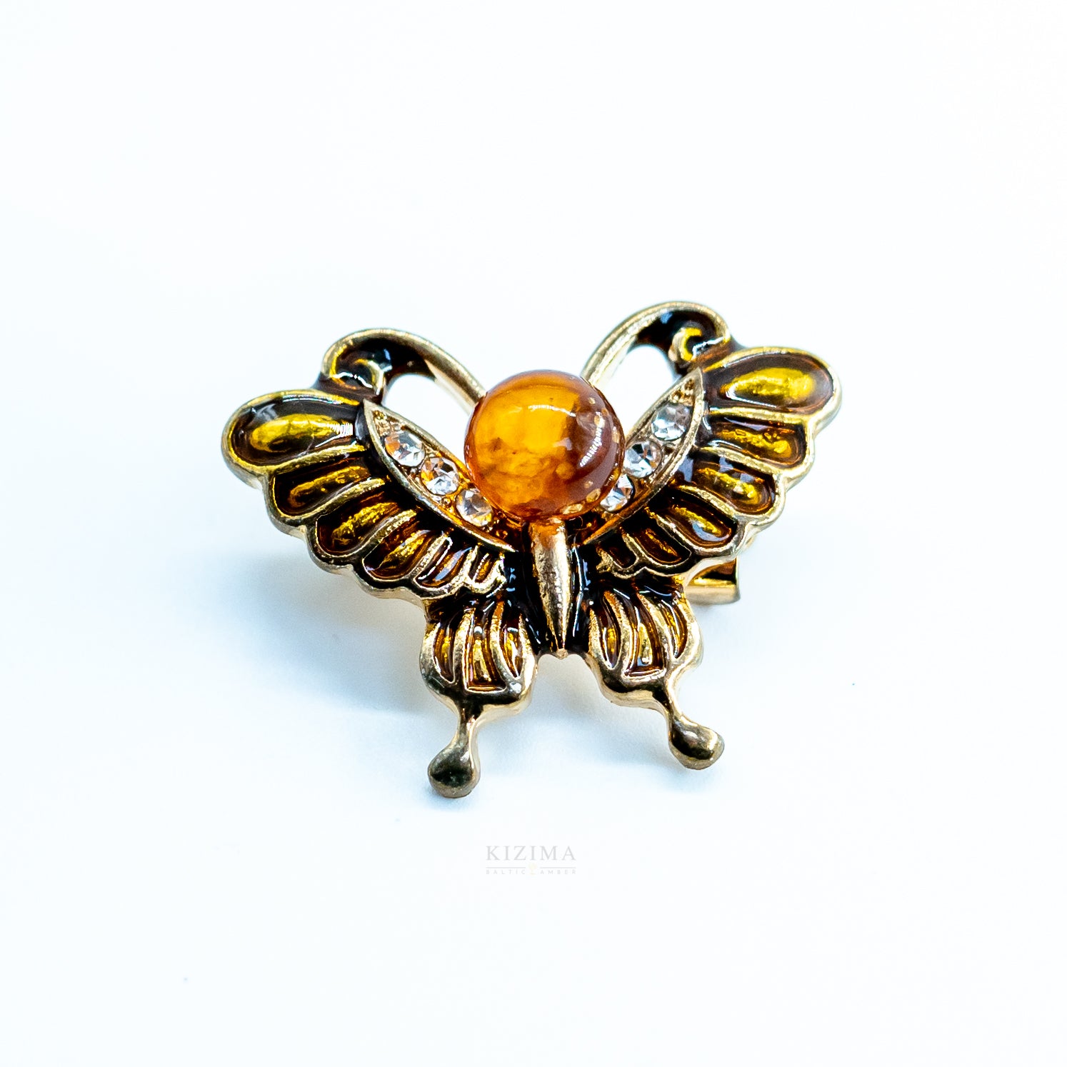 USA HANDMADE Natural Amber green butterfly Brooch Valentine's Day Gift KIZIMA