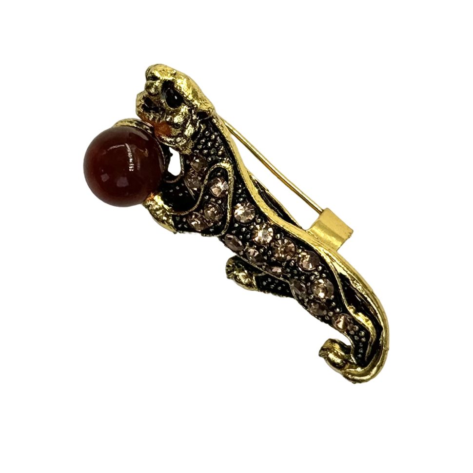 USA HANDMADE Brooch Tiger Amber GIFT KIZIMA