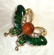 USA HANDMADE Natural Amber green butterfly Brooch Valentine's Day Gift KIZIMA