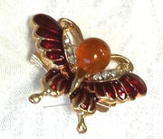 USA HANDMADE Natural Amber cherry butterfly Brooch Valentine's Day Gift KIZIMA