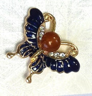 USA HANDMADE Natural Amber blue butterfly Brooch Valentine's Day Gift KIZIMA