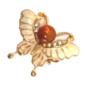 USA HANDMADE Natural Amber white butterfly Brooch KIZIMA